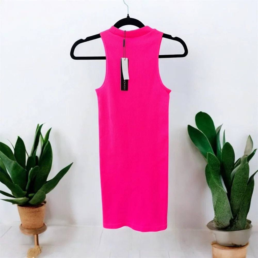 Fashion Nova NWT Hot Pink Analise Ribbed Dress S/M